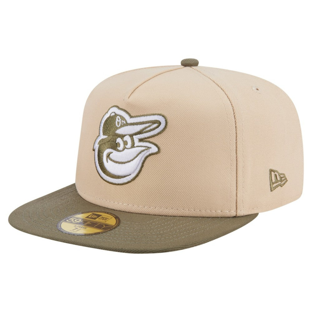 Light Beige/Olive Baltimore Orioles New Era Two-Tone Color Pack A-Frame 59FIFTY Fitted Hat