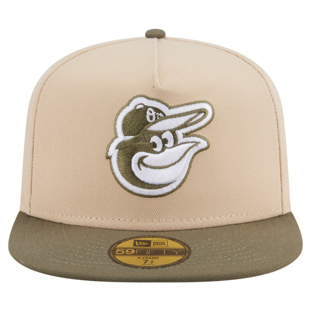Light Beige/Olive Baltimore Orioles New Era Two-Tone Color Pack A-Frame 59FIFTY Fitted Hat
