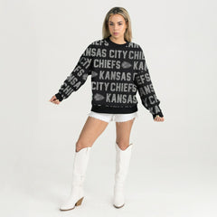 Gameday Couture Women's Oversized Hype Era Rhinestone Text Sweatshirt - Kansas City Chiefs Sweatshirts