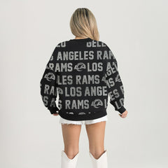 Gameday Couture Women's Oversized Hype Era Rhinestone Text Sweatshirt - Los Angeles Rams Sweatshirts