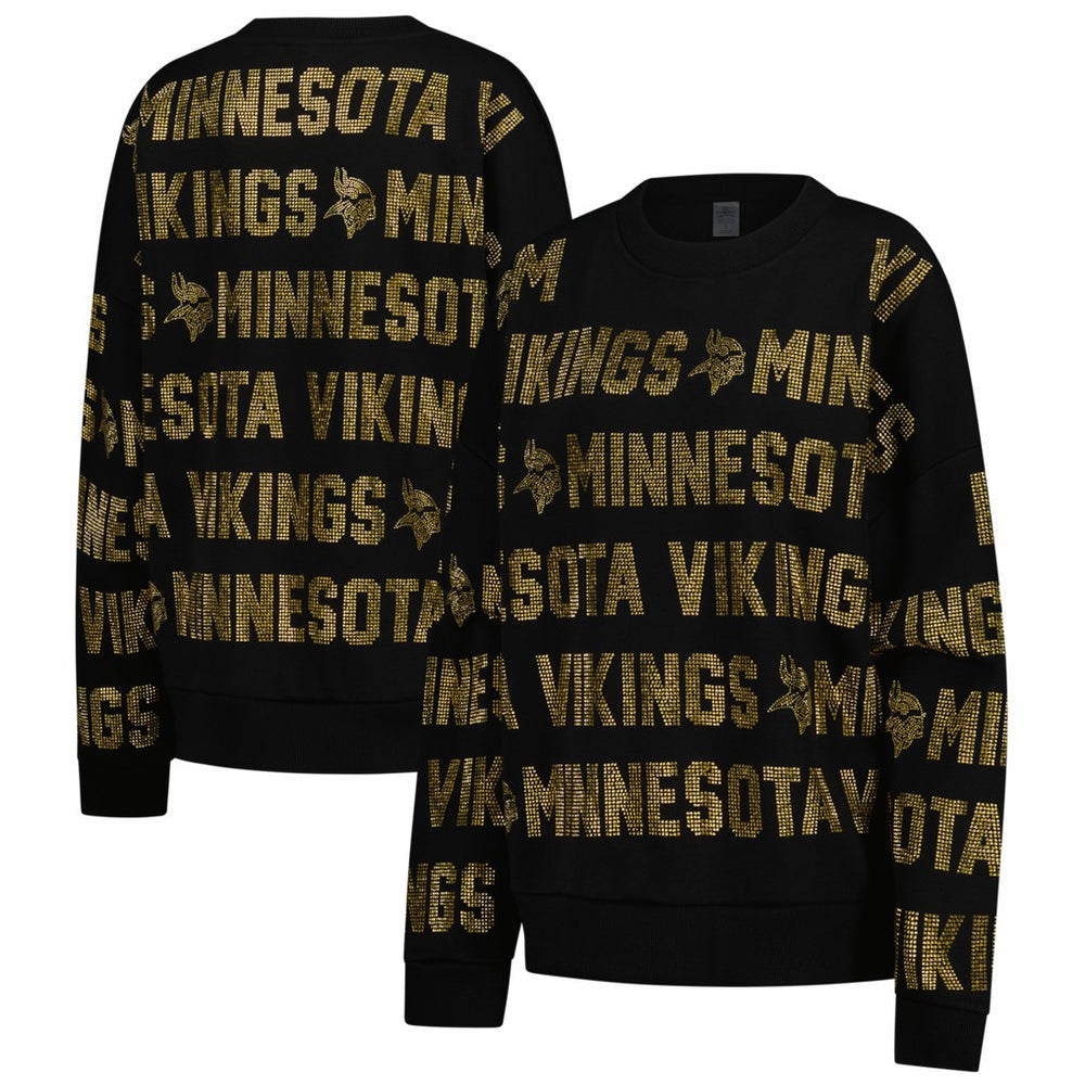 Gameday Couture Women's Oversized Hype Era Rhinestone Text Sweatshirt - Minnesota Vikings Sweatshirts