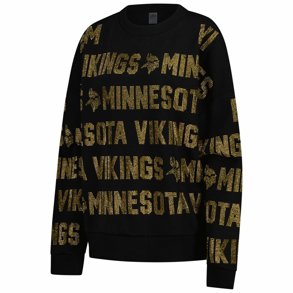 Gameday Couture Women's Oversized Hype Era Rhinestone Text Sweatshirt - Minnesota Vikings Sweatshirts