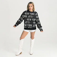 Gameday Couture Women's Oversized Hype Era Rhinestone Text Sweatshirt - New York Jets Sweatshirts