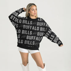 Gameday Couture Women's Oversized Hype Era Rhinestone Text Sweatshirt - Buffalo Bills Sweatshirts