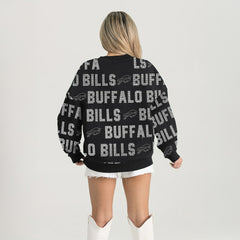 Gameday Couture Women's Oversized Hype Era Rhinestone Text Sweatshirt - Buffalo Bills Sweatshirts