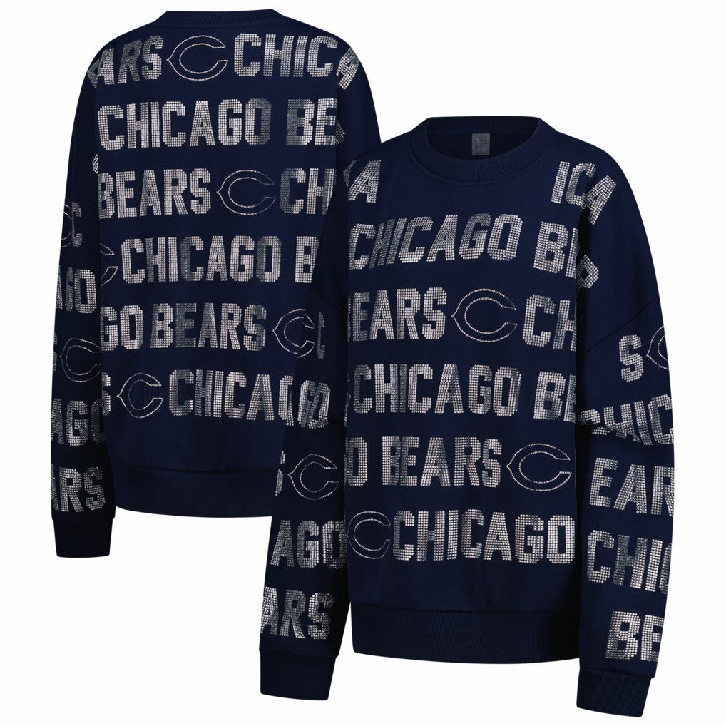 Gameday Couture Women's Oversized Hype Era Rhinestone Text Sweatshirt - Chicago Bears Sweatshirts