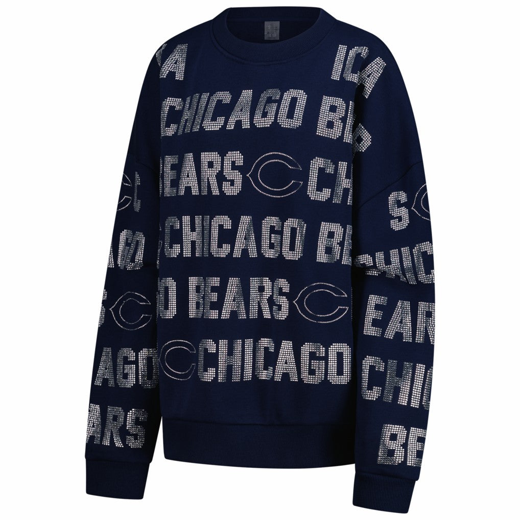 Gameday Couture Women's Oversized Hype Era Rhinestone Text Sweatshirt - Chicago Bears Sweatshirts