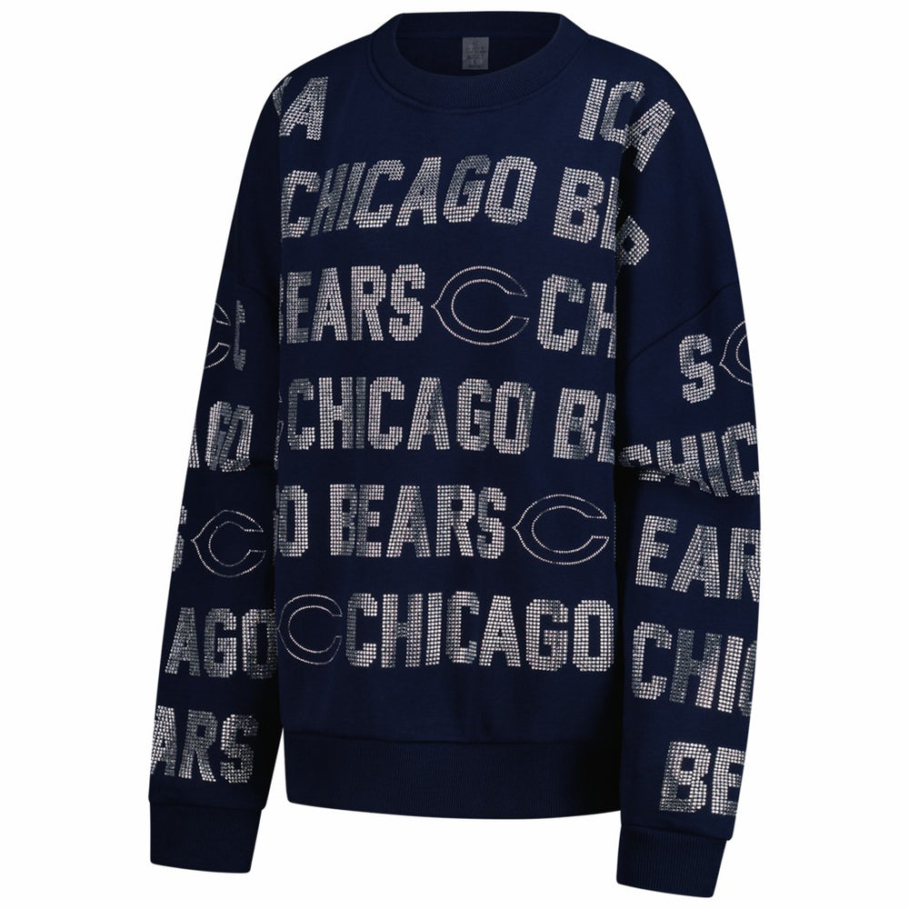 Gameday Couture Women's Oversized Hype Era Rhinestone Text Sweatshirt - Chicago Bears Sweatshirts