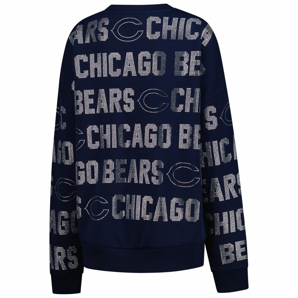 Gameday Couture Women's Oversized Hype Era Rhinestone Text Sweatshirt - Chicago Bears Sweatshirts