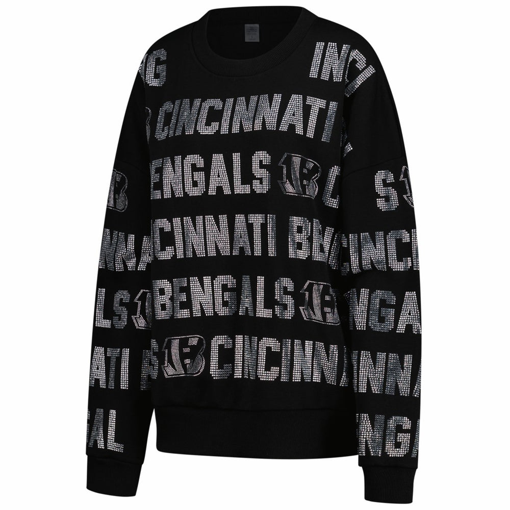 Gameday Couture Women's Oversized Hype Era Rhinestone Text Sweatshirt - Cincinnati Bengals Sweatshirts