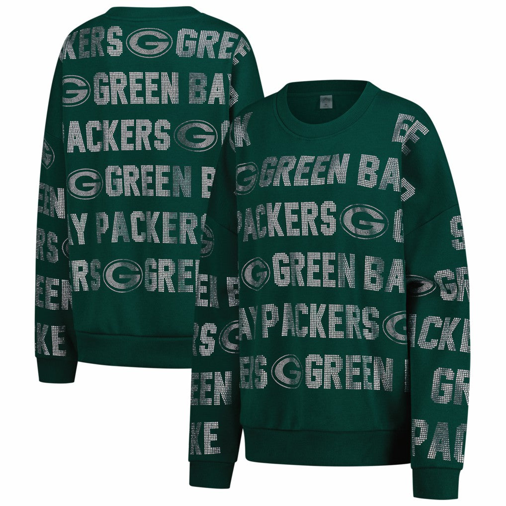 Gameday Couture Women's Oversized Hype Era Rhinestone Text Sweatshirt - Green Bay Packers Sweatshirts