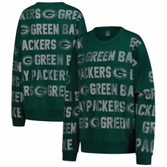 Gameday Couture Women's Oversized Hype Era Rhinestone Text Sweatshirt - Green Bay Packers Sweatshirts