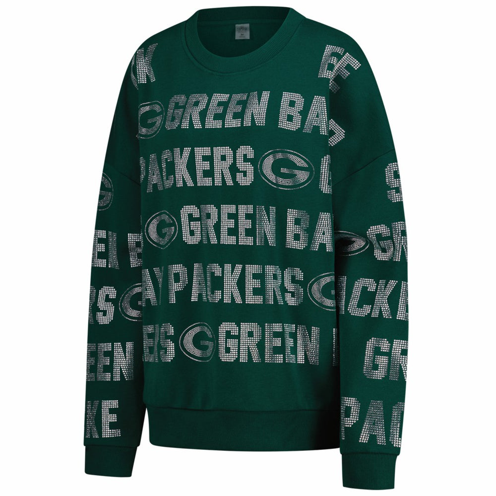 Gameday Couture Women's Oversized Hype Era Rhinestone Text Sweatshirt - Green Bay Packers Sweatshirts