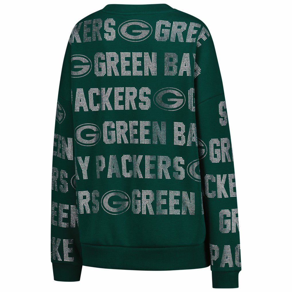 Gameday Couture Women's Oversized Hype Era Rhinestone Text Sweatshirt - Green Bay Packers Sweatshirts