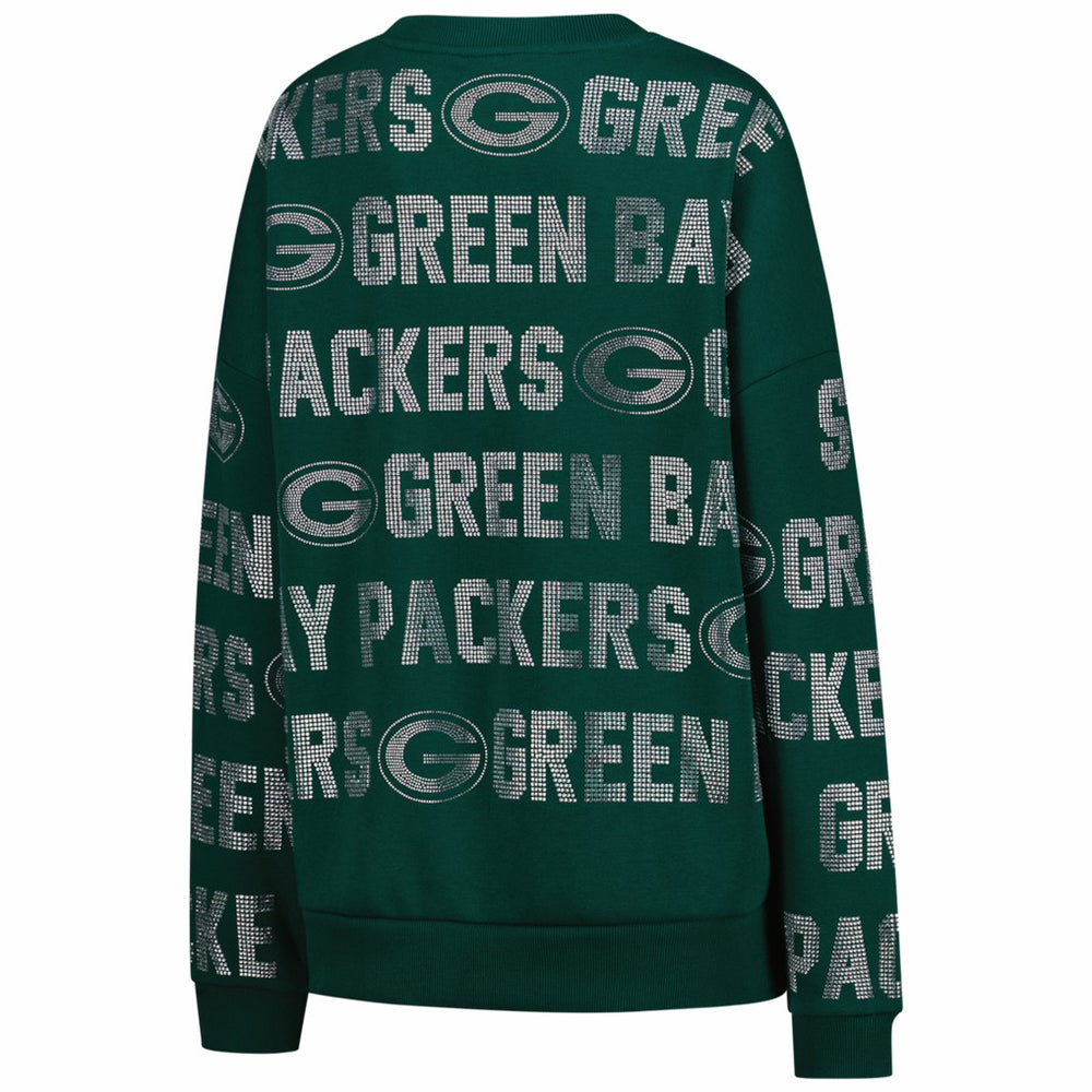 Gameday Couture Women's Oversized Hype Era Rhinestone Text Sweatshirt - Green Bay Packers Sweatshirts