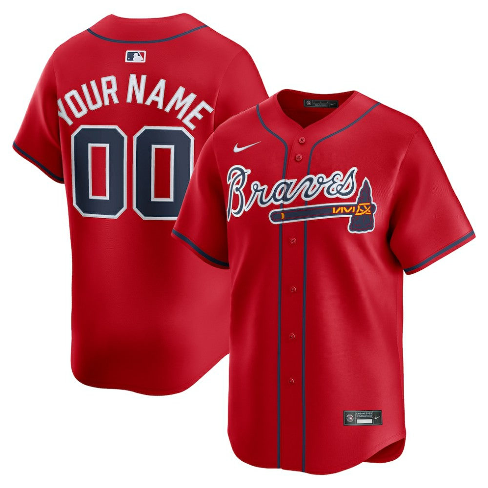 Red Atlanta Braves Nike Alternate Limited Custom Jersey
