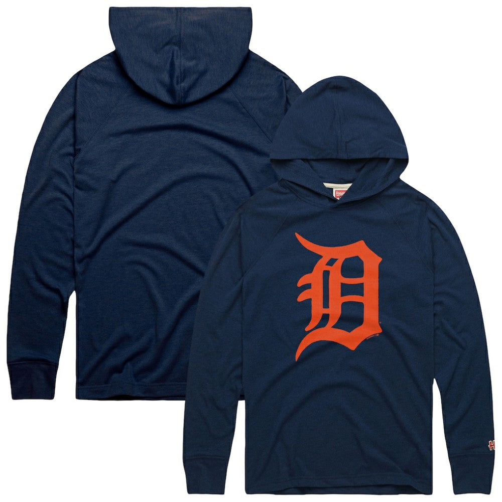 Navy Detroit Tigers Homage Lightweight Raglan Tri-Blend Pullover Hoodie