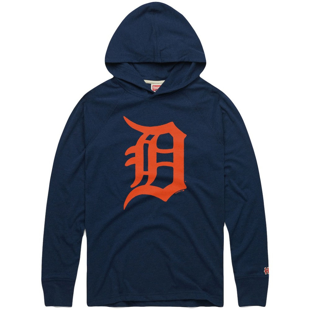 Navy Detroit Tigers Homage Lightweight Raglan Tri-Blend Pullover Hoodie
