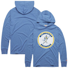 Powder Blue Milwaukee Brewers Homage Lightweight Raglan Tri-Blend Pullover Hoodie