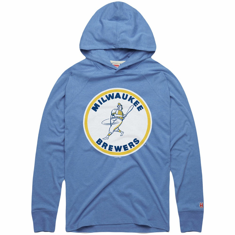 Powder Blue Milwaukee Brewers Homage Lightweight Raglan Tri-Blend Pullover Hoodie