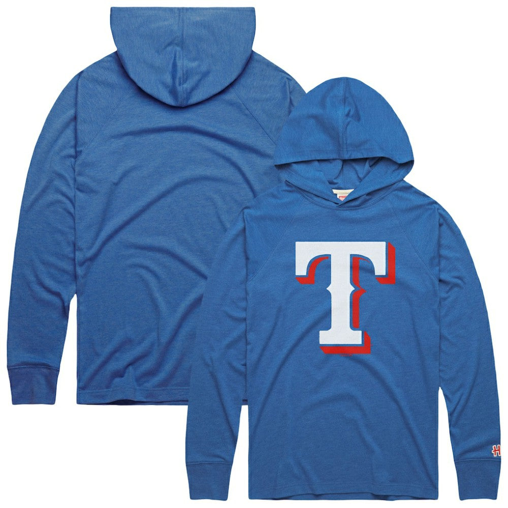 Light Blue Texas Rangers Homage Lightweight Raglan Tri-Blend Pullover Hoodie