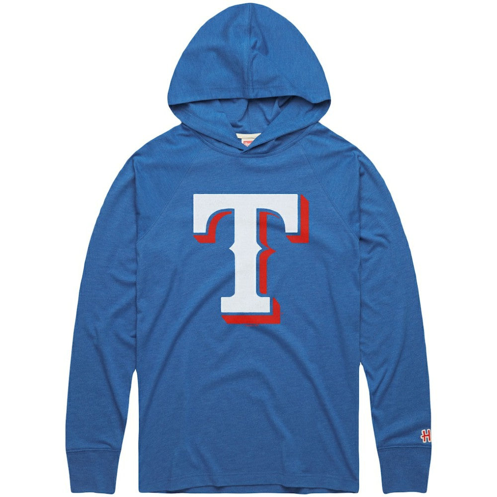Light Blue Texas Rangers Homage Lightweight Raglan Tri-Blend Pullover Hoodie