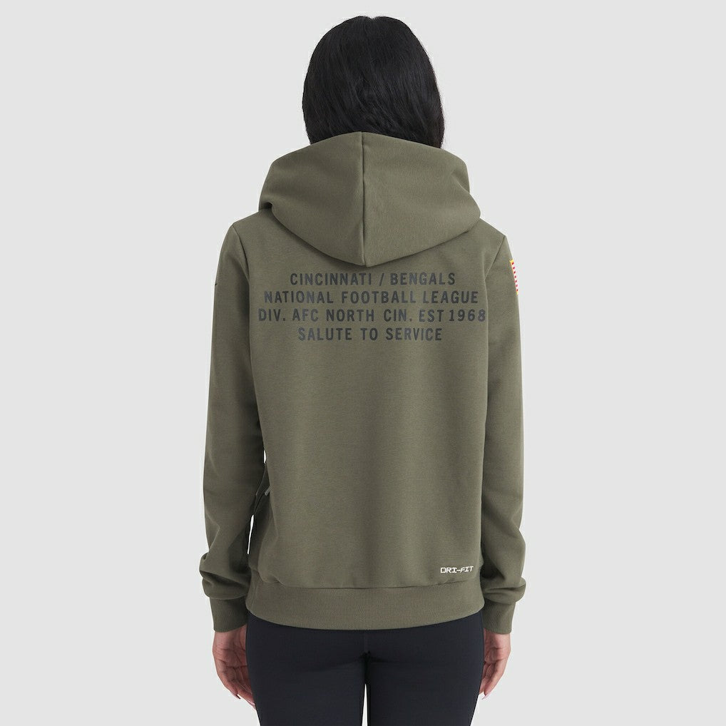 Women's 2025 Salute to Service Sideline Standard Issue Dri-FIT Hoodie - Cincinnati Bengals Hoodies