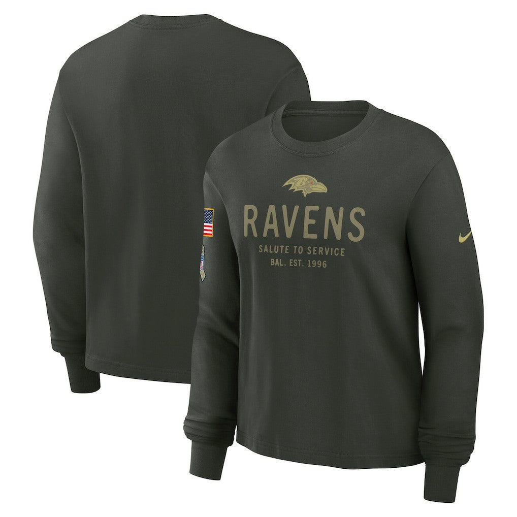 Women's 2025 Salute to Service Sideline Dri-FIT Long Sleeve T-Shirt - Baltimore Ravens T-shirts