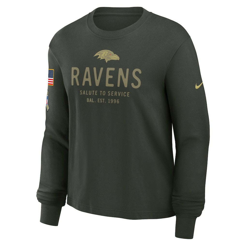 Women's 2025 Salute to Service Sideline Dri-FIT Long Sleeve T-Shirt - Baltimore Ravens T-shirts