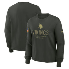 Women's 2025 Salute to Service Sideline Dri-FIT Long Sleeve T-Shirt - Minnesota Vikings T-shirts