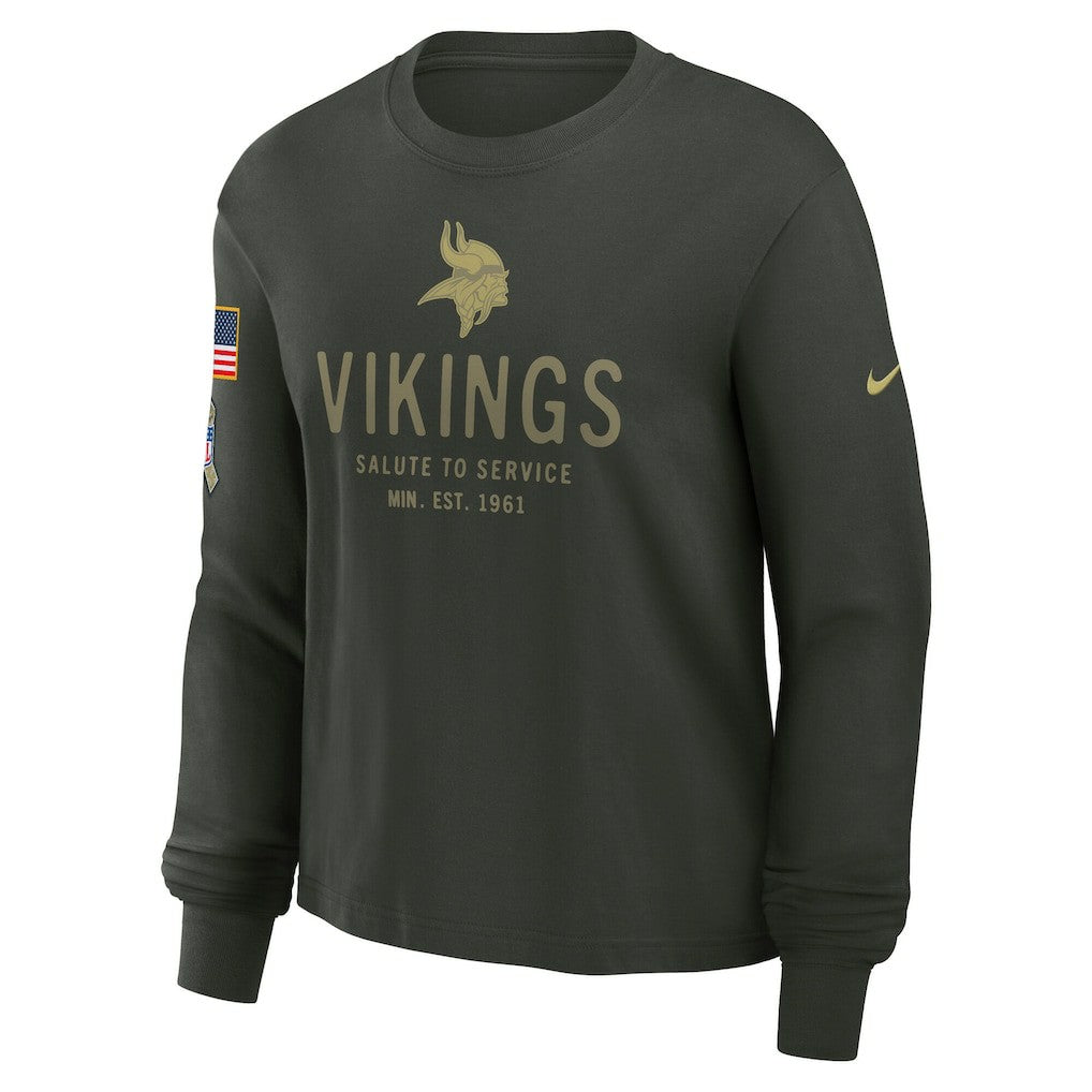 Women's 2025 Salute to Service Sideline Dri-FIT Long Sleeve T-Shirt - Minnesota Vikings T-shirts