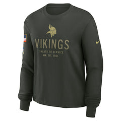 Women's 2025 Salute to Service Sideline Dri-FIT Long Sleeve T-Shirt - Minnesota Vikings T-shirts