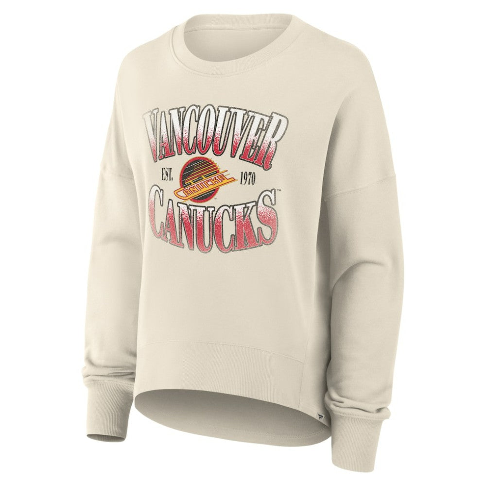 NHL Vancouver Canucks Fanatics Women's Oversized Vintage Slice Pullover Sweatshirt
