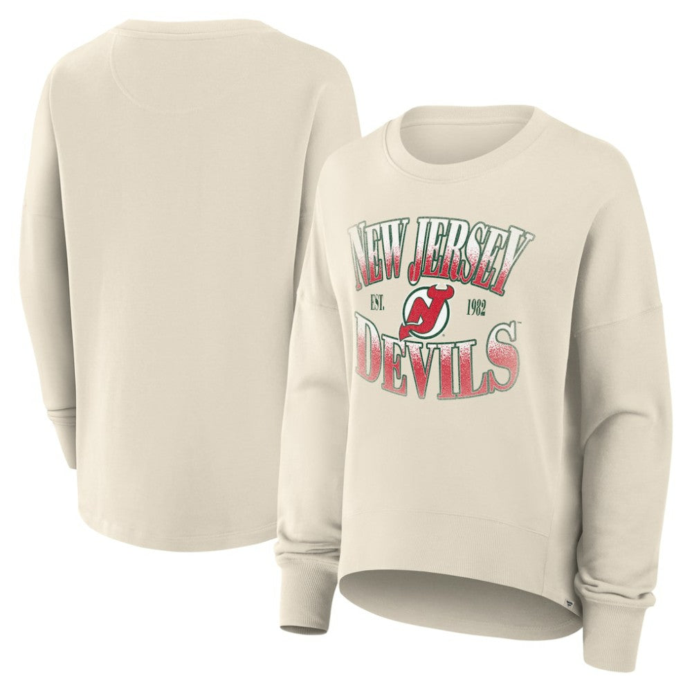 NHL New Jersey Devils Fanatics Women's Oversized Vintage Slice Pullover Sweatshirt