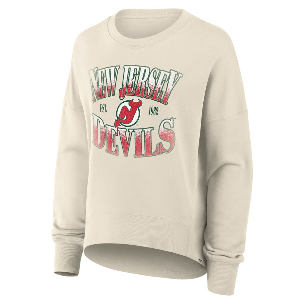 NHL New Jersey Devils Fanatics Women's Oversized Vintage Slice Pullover Sweatshirt