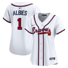 White Ozzie Albies Atlanta Braves Nike Women's Home Limited Player Jersey