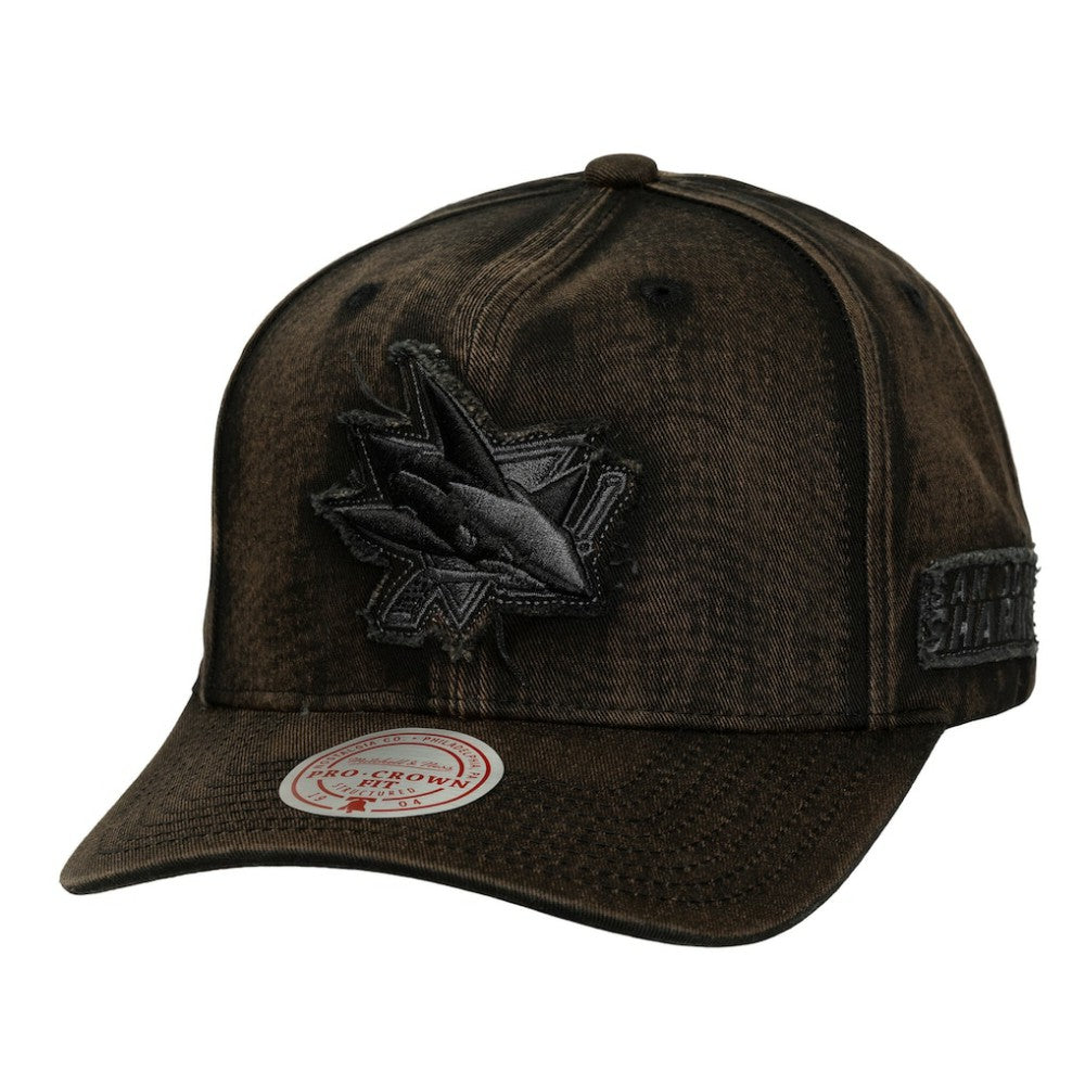 NHL San Jose Sharks Mitchell & Ness Downtown Snow Wash Pro-Crown Adjustable Hat