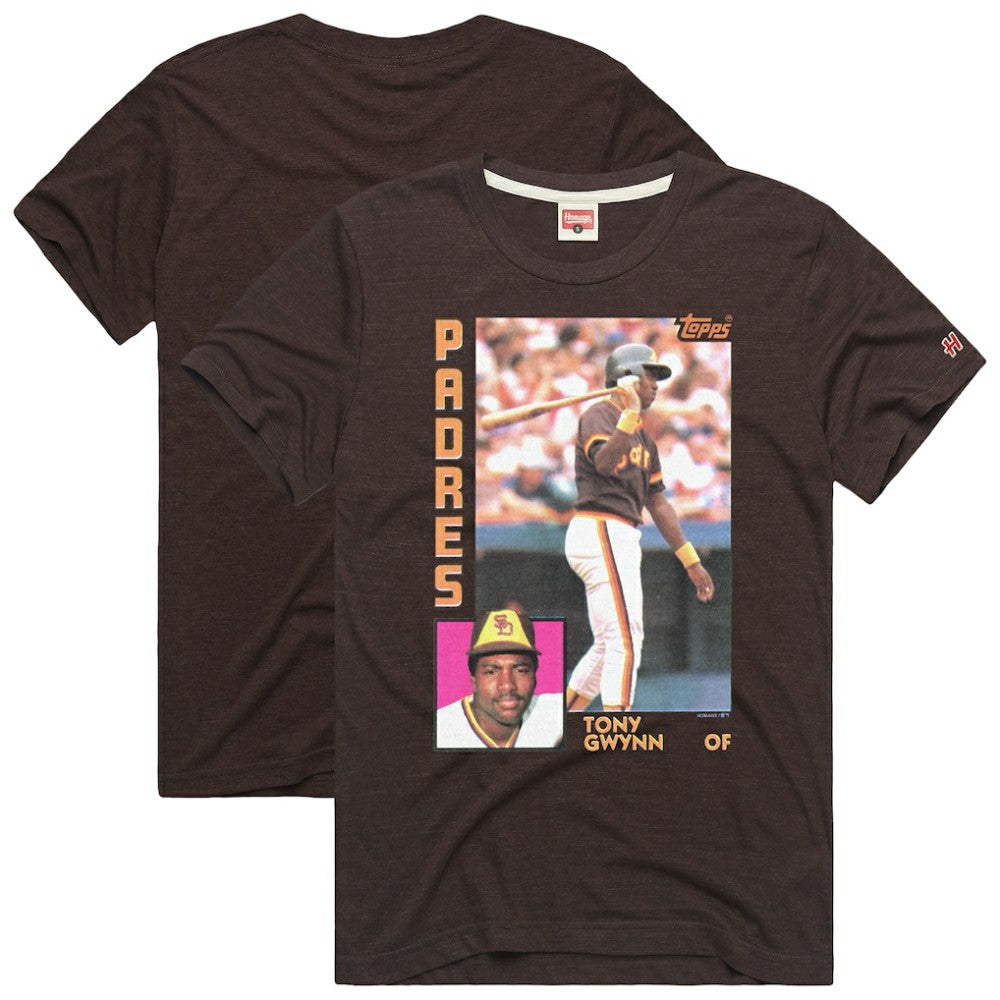 Brown Tony Gwynn San Diego Padres Homage 1984 Topps Baseball Card Player T-Shirt
