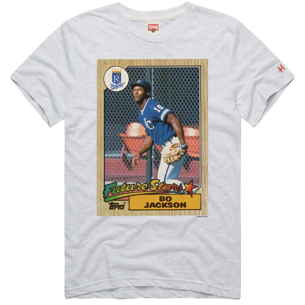Ash Bo Jackson Kansas City Royals Homage 1987 Topps Baseball Card Player T-Shirt