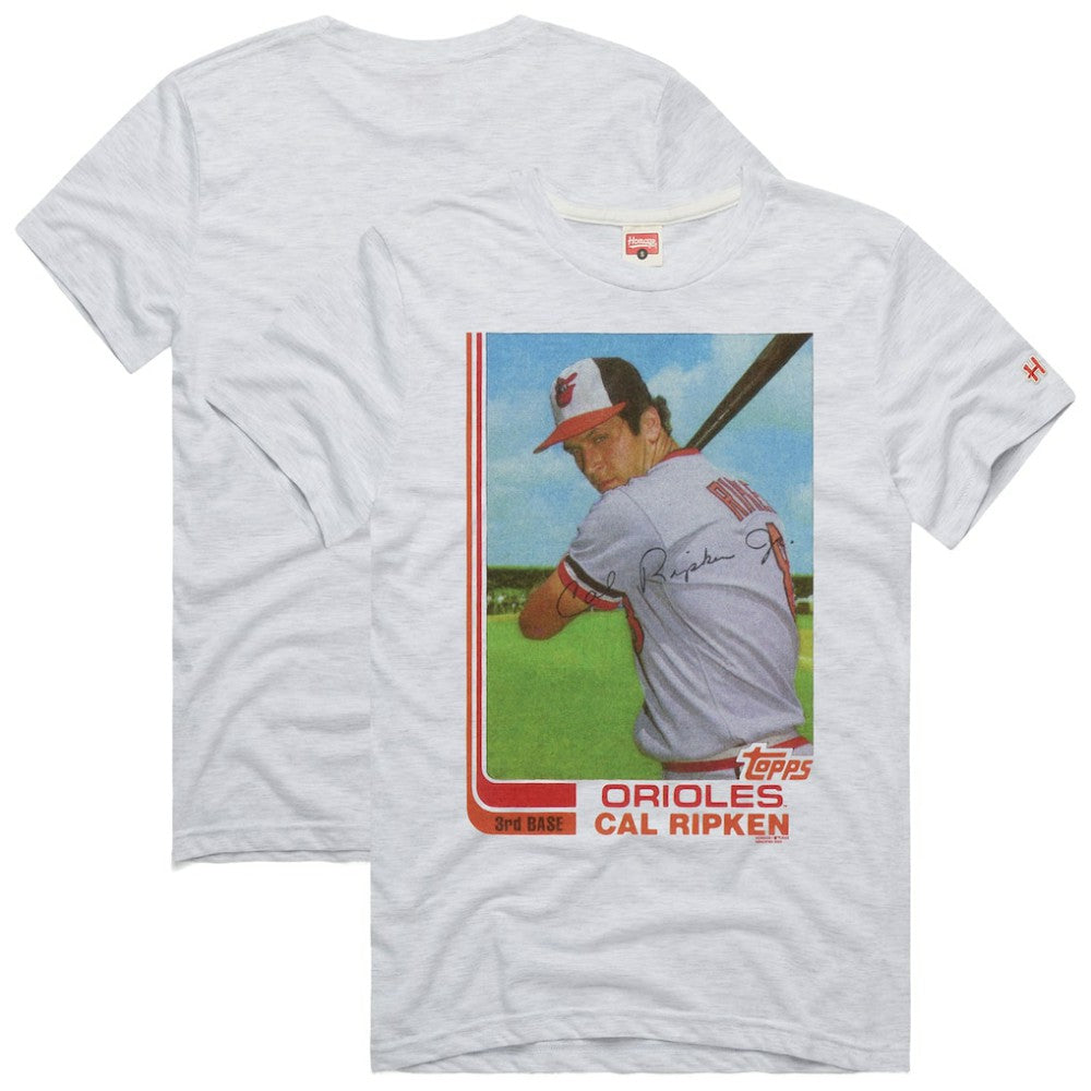 Ash Cal Ripken Jr. Baltimore Orioles Homage 1982 Topps Baseball Card Player T-Shirt
