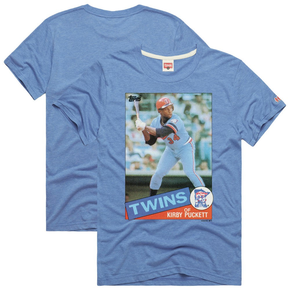 Light Blue Kirby Puckett Minnesota Twins Homage 1985 Topps Baseball Card Player Tri-Blend T-Shirt