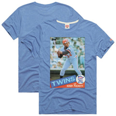 Light Blue Kirby Puckett Minnesota Twins Homage 1985 Topps Baseball Card Player Tri-Blend T-Shirt
