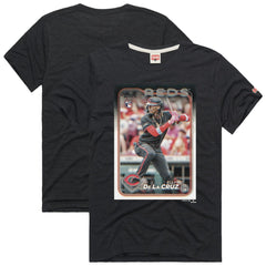 Charcoal Elly De La Cruz Cincinnati Reds Homage 2024 Topps Baseball Card Player Tri-Blend T-Shirt