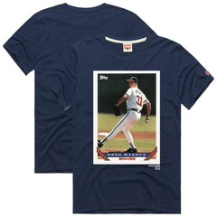 Navy Greg Maddux Atlanta Braves Homage 1993 Topps Baseball Card Player T-Shirt
