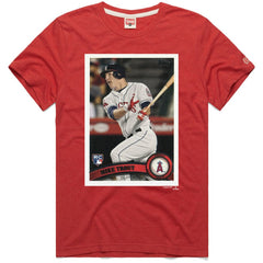 Red Mike Trout Los Angeles Angels Homage 2011 Topps Baseball Card Player T-Shirt