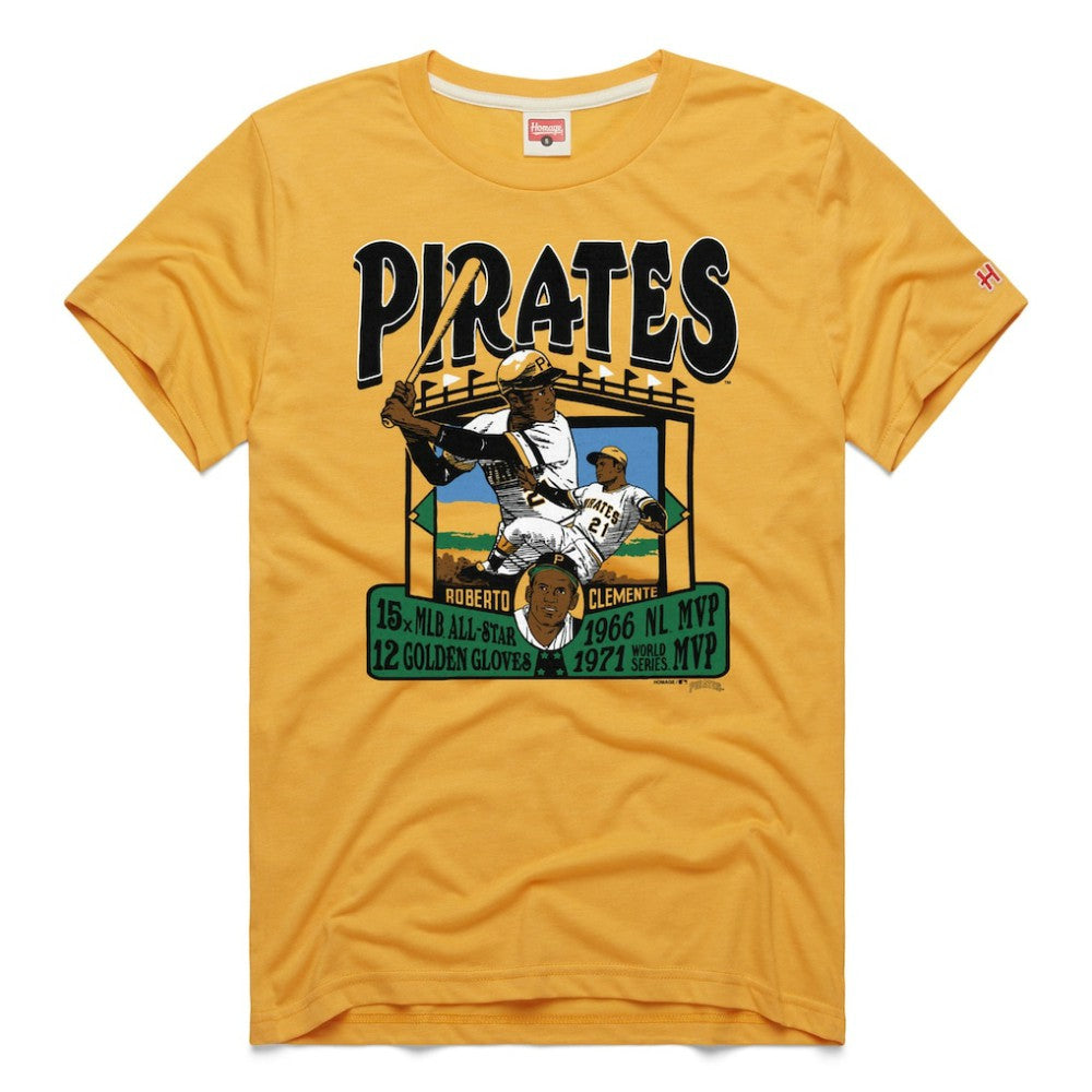 Gold Roberto Clemente Pittsburgh Pirates Homage Graphic Player Tri-Blend T-Shirt