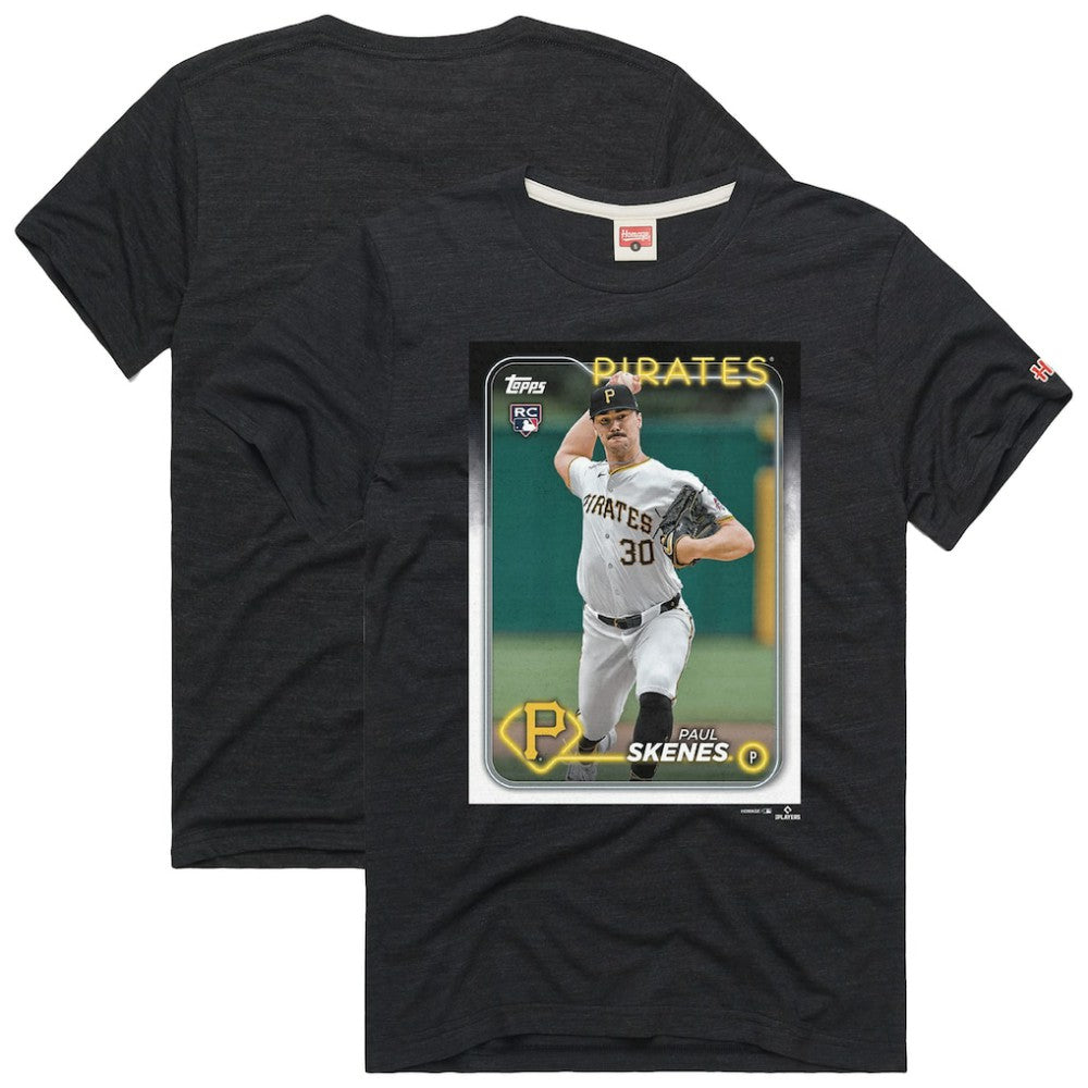 Charcoal Paul Skenes Pittsburgh Pirates Homage 2024 Topps Baseball Card Player Tri-Blend T-Shirt