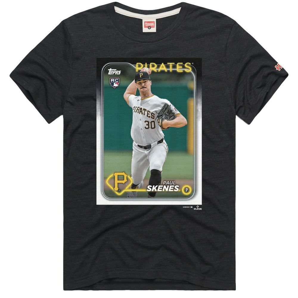 Charcoal Paul Skenes Pittsburgh Pirates Homage 2024 Topps Baseball Card Player Tri-Blend T-Shirt