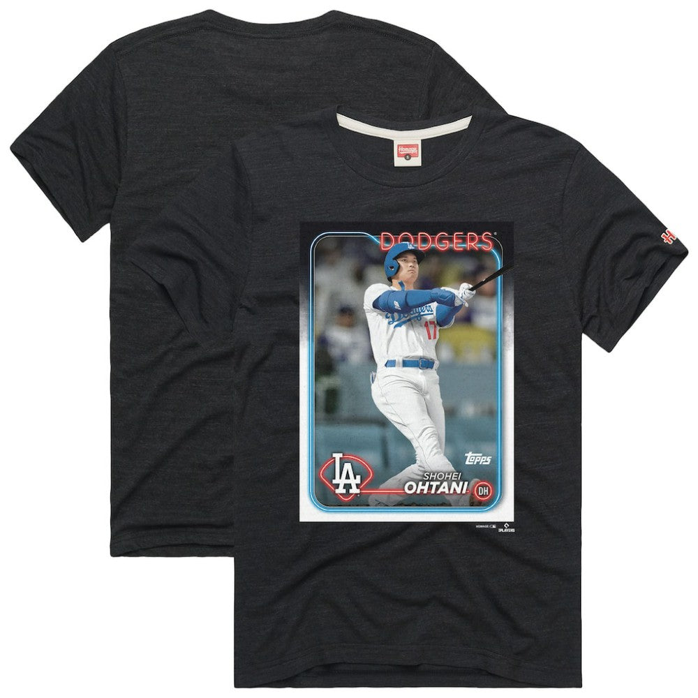 Charcoal Shohei Ohtani Los Angeles Dodgers Homage 2024 Topps Baseball Card Player T-Shirt