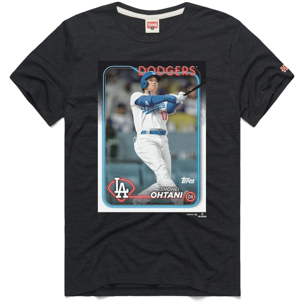 Charcoal Shohei Ohtani Los Angeles Dodgers Homage 2024 Topps Baseball Card Player T-Shirt